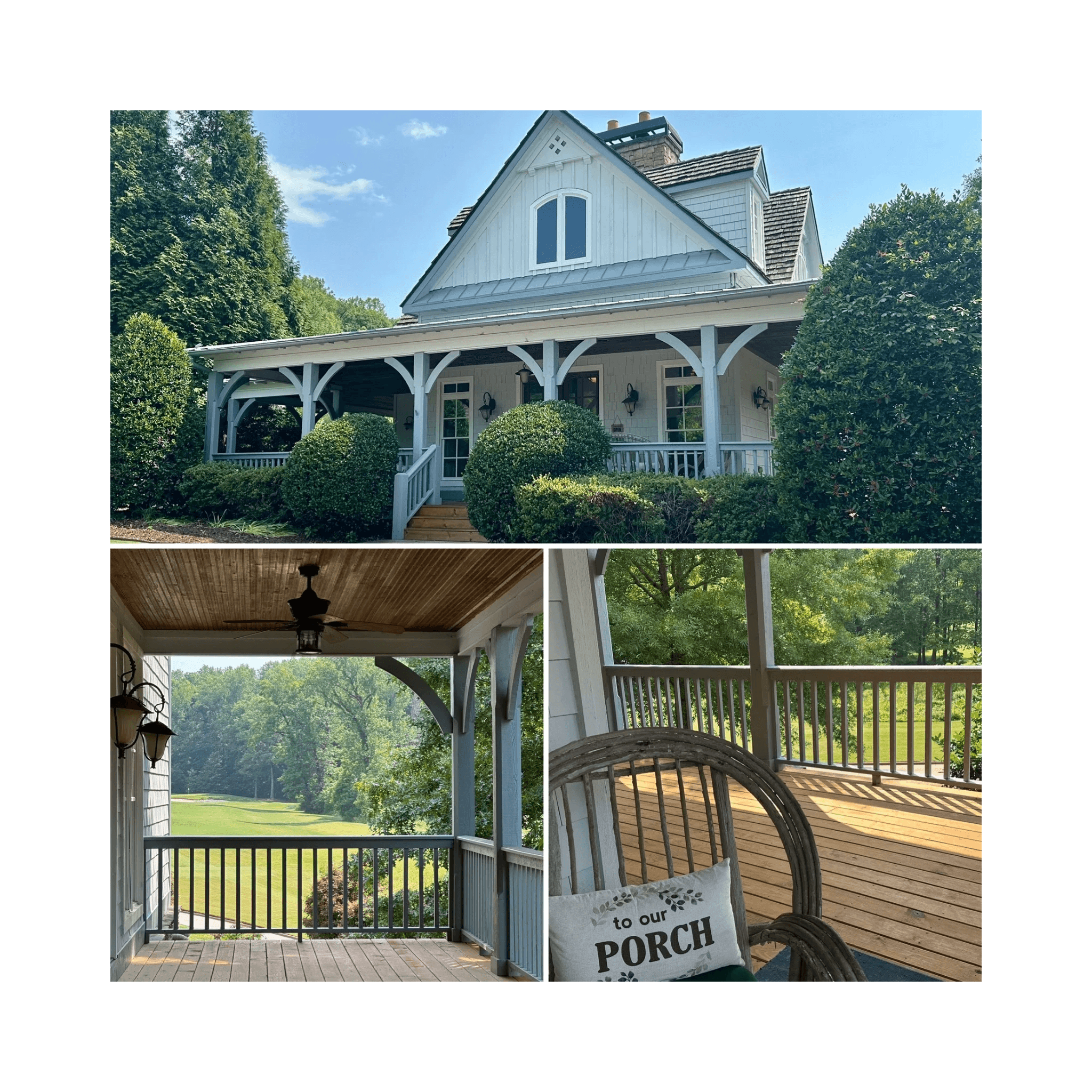 Achasta Sales Center, front & side porch elegance with golf course views.